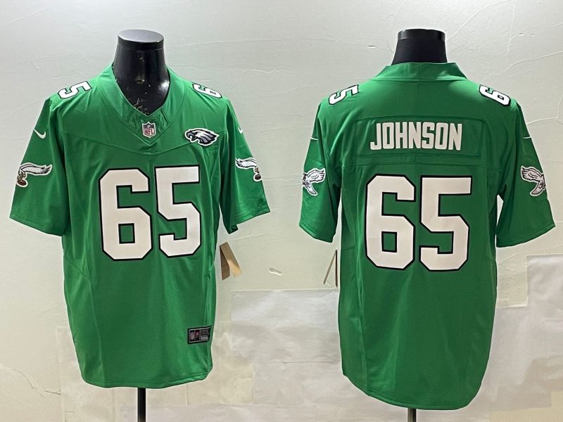 Men Philadelphia Eagles #65 Johnson Green Retro three generations 2025 Nike Limited NFL Jersey style 6->philadelphia eagles->NFL Jersey